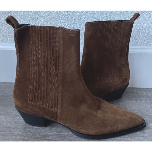 $695  Aeyde Agata Suede Ankle Ankle Boots in Tobacco Size 40 US 10 New - Picture 5 of 7
